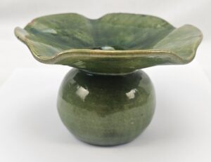c1890 Farnham Pottery Green Glazed Fluted Bowl