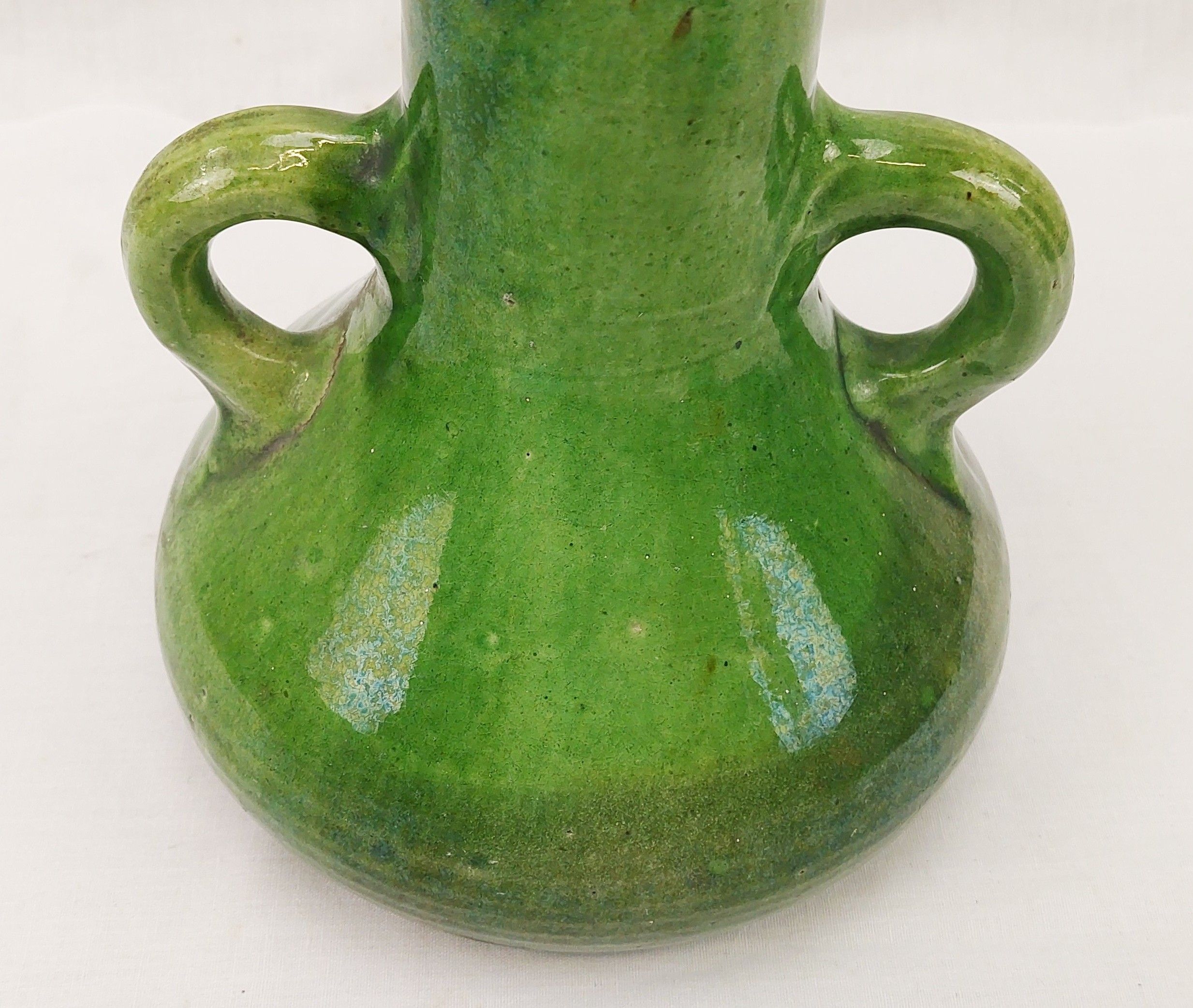 c1890 Farnham Pottery Green Glazed Vase With Handles - Image 9