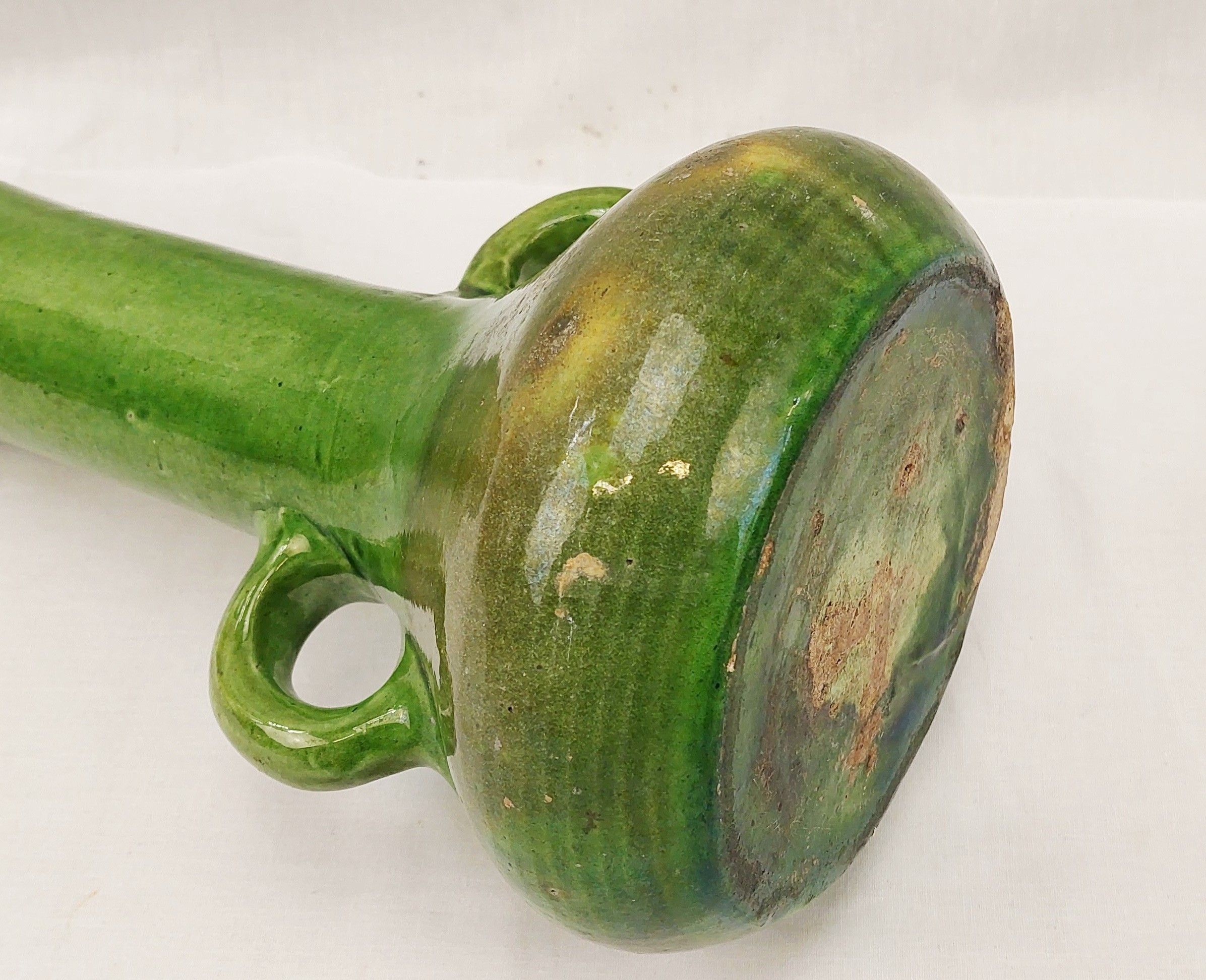 c1890 Farnham Pottery Green Glazed Vase With Handles - Image 5
