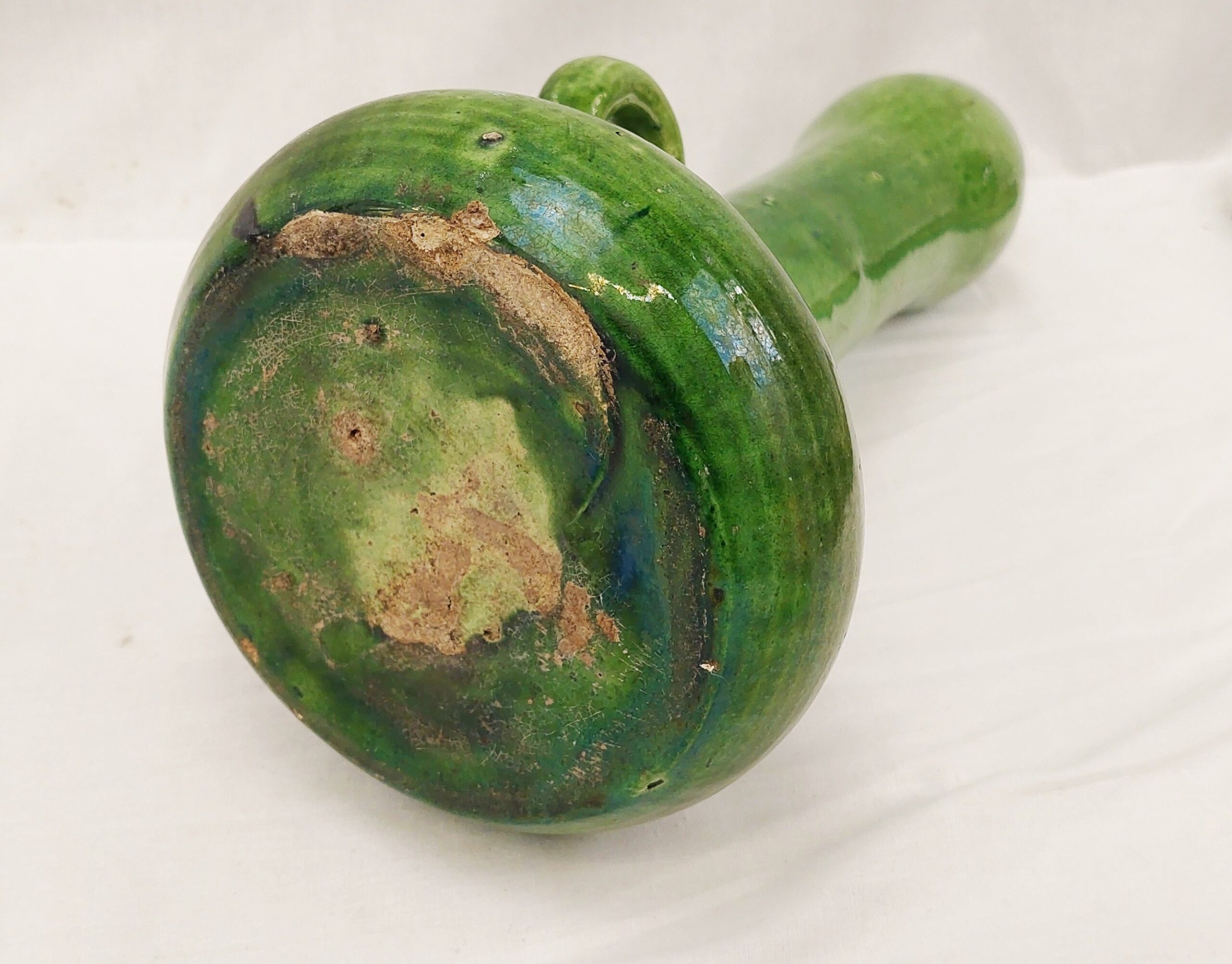 c1890 Farnham Pottery Green Glazed Vase With Handles - Image 3