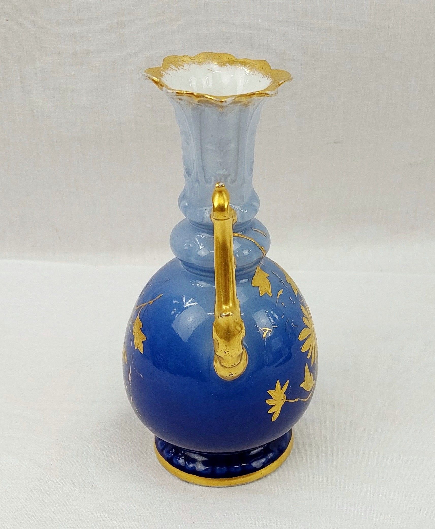 c1900 D & C Limoges Delinieres Art Nouveau Blue Fade Vase - Image 2