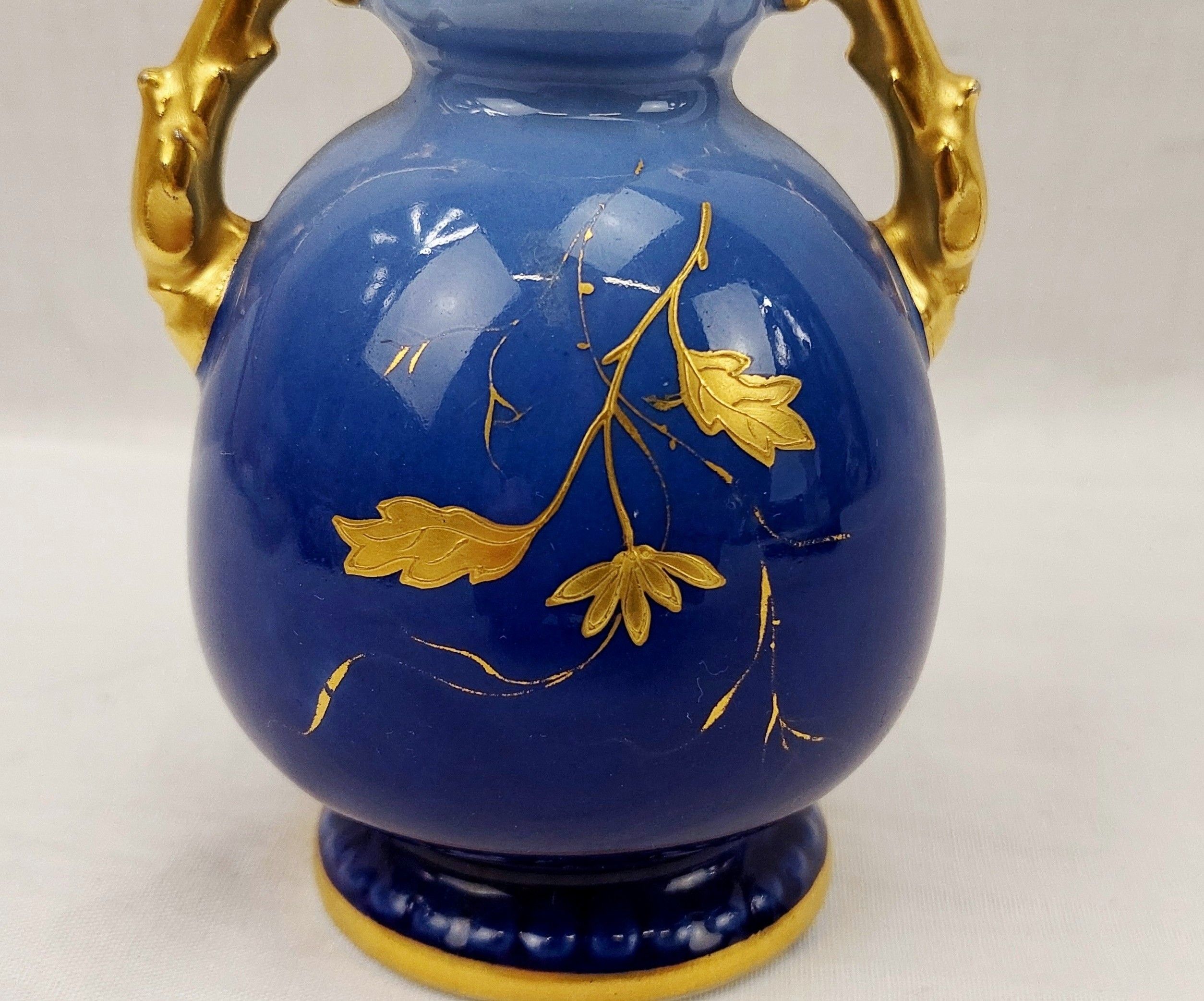 c1900 D & C Limoges Delinieres Art Nouveau Blue Fade Vase - Image 9
