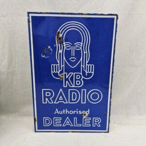 1930s KB Radio Authorised Dealer Double Sided Enamel Advertising Sign