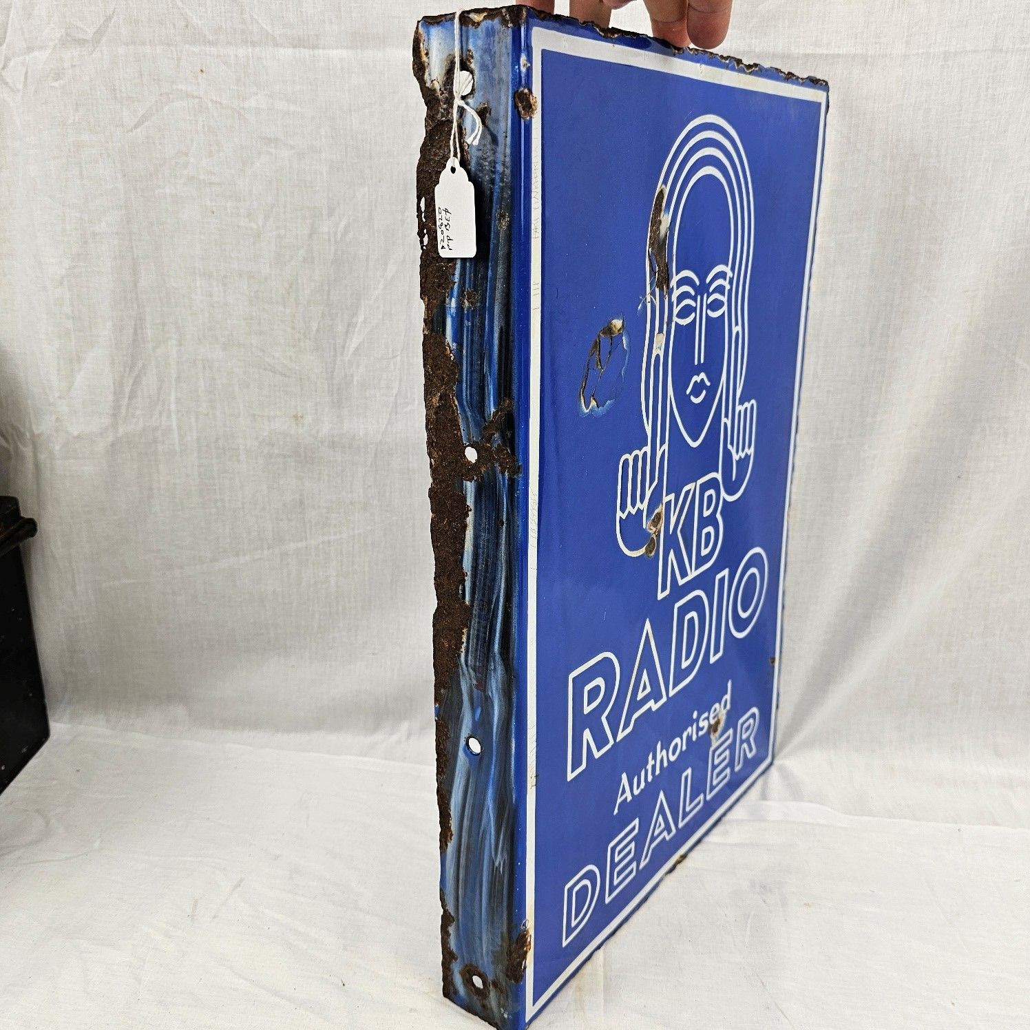 1930s KB Radio Authorised Dealer Double Sided Enamel Advertising Sign - Image 5