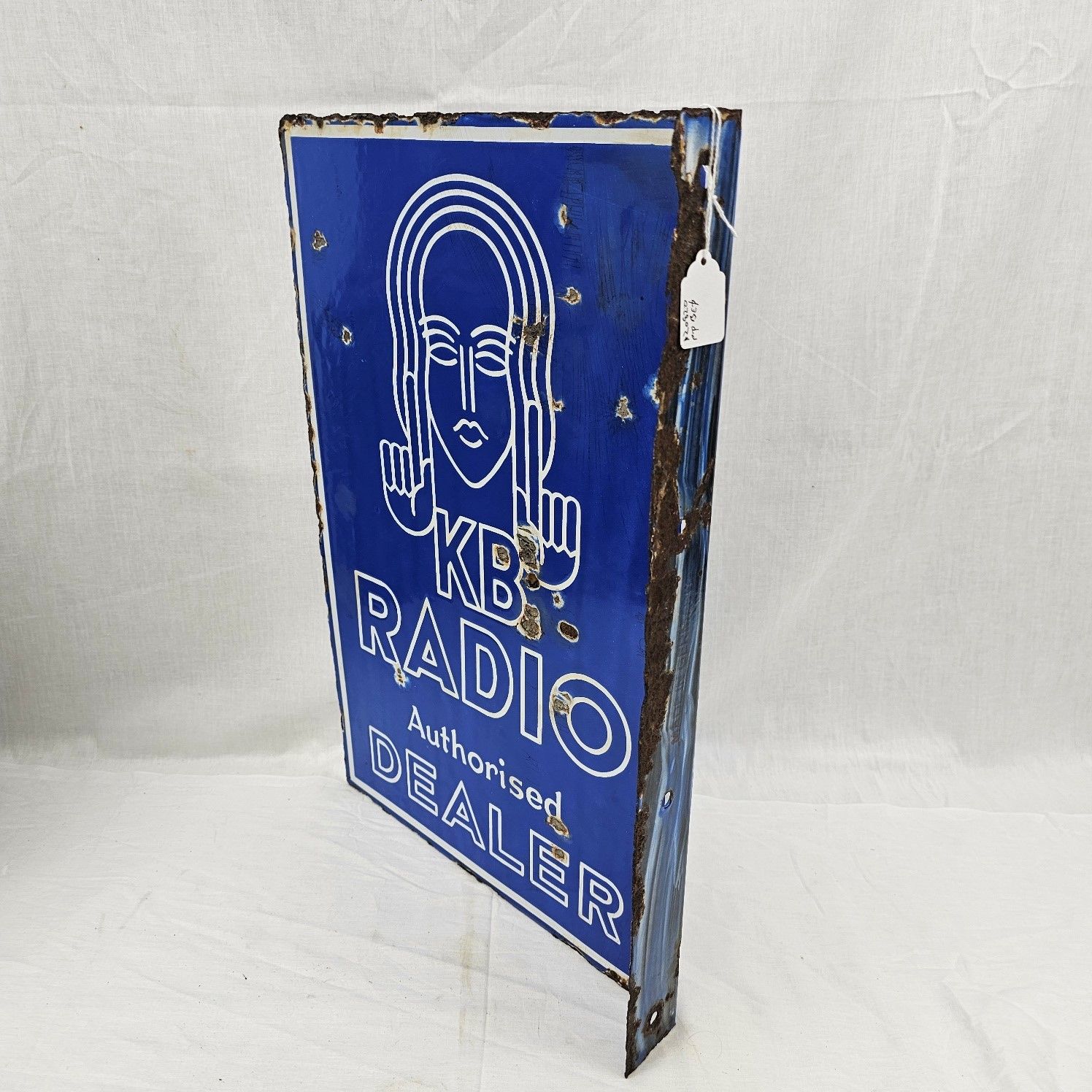 1930s KB Radio Authorised Dealer Double Sided Enamel Advertising Sign - Image 4