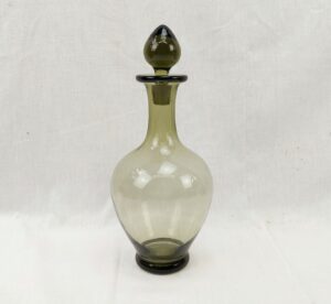 1970s Scandinavian Olive Green Glass Decanter
