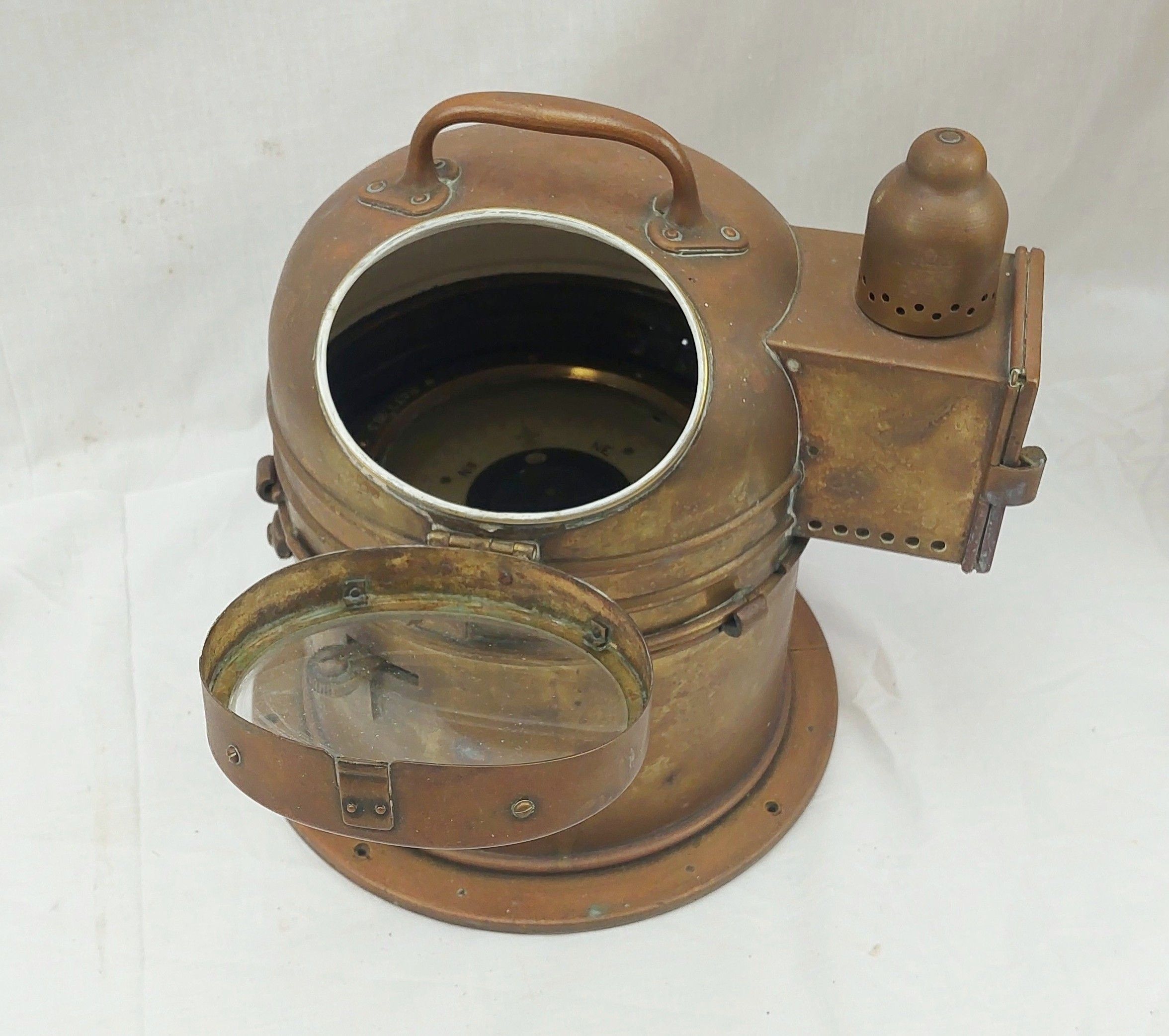 WW2 Brass Royal Navy Pattern 183 Binnacle Boat Compass - Image 2