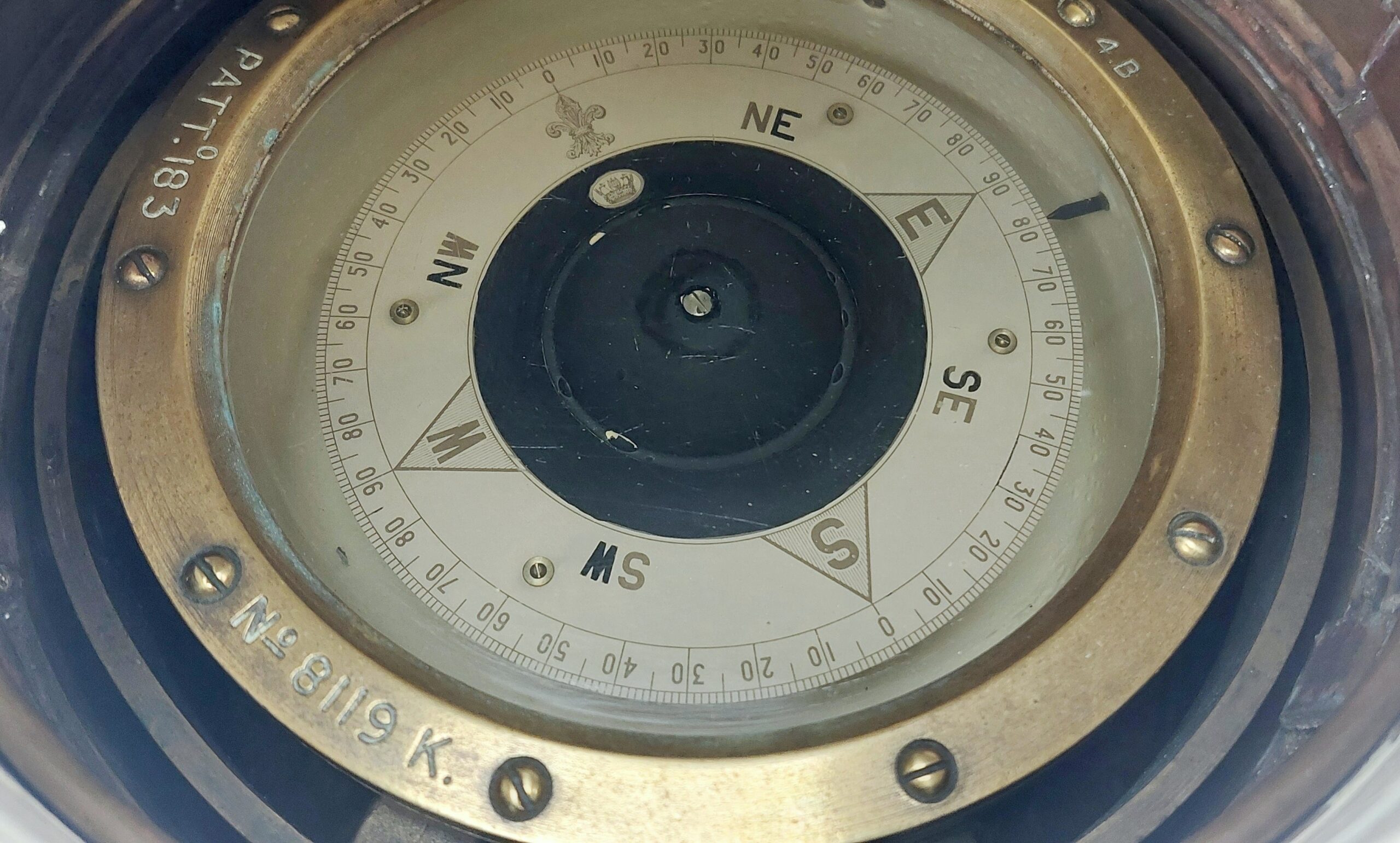 WW2 Brass Royal Navy Pattern 183 Binnacle Boat Compass - Image 7