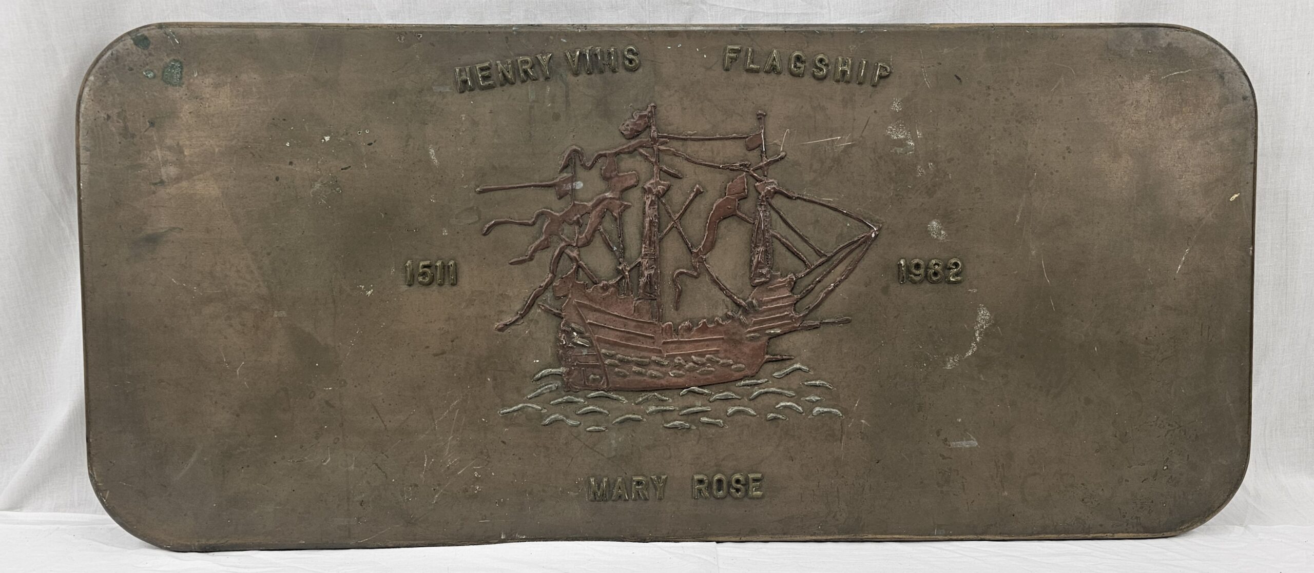 Carved Wood Henry VIII Mary Rose Wooden Plaque