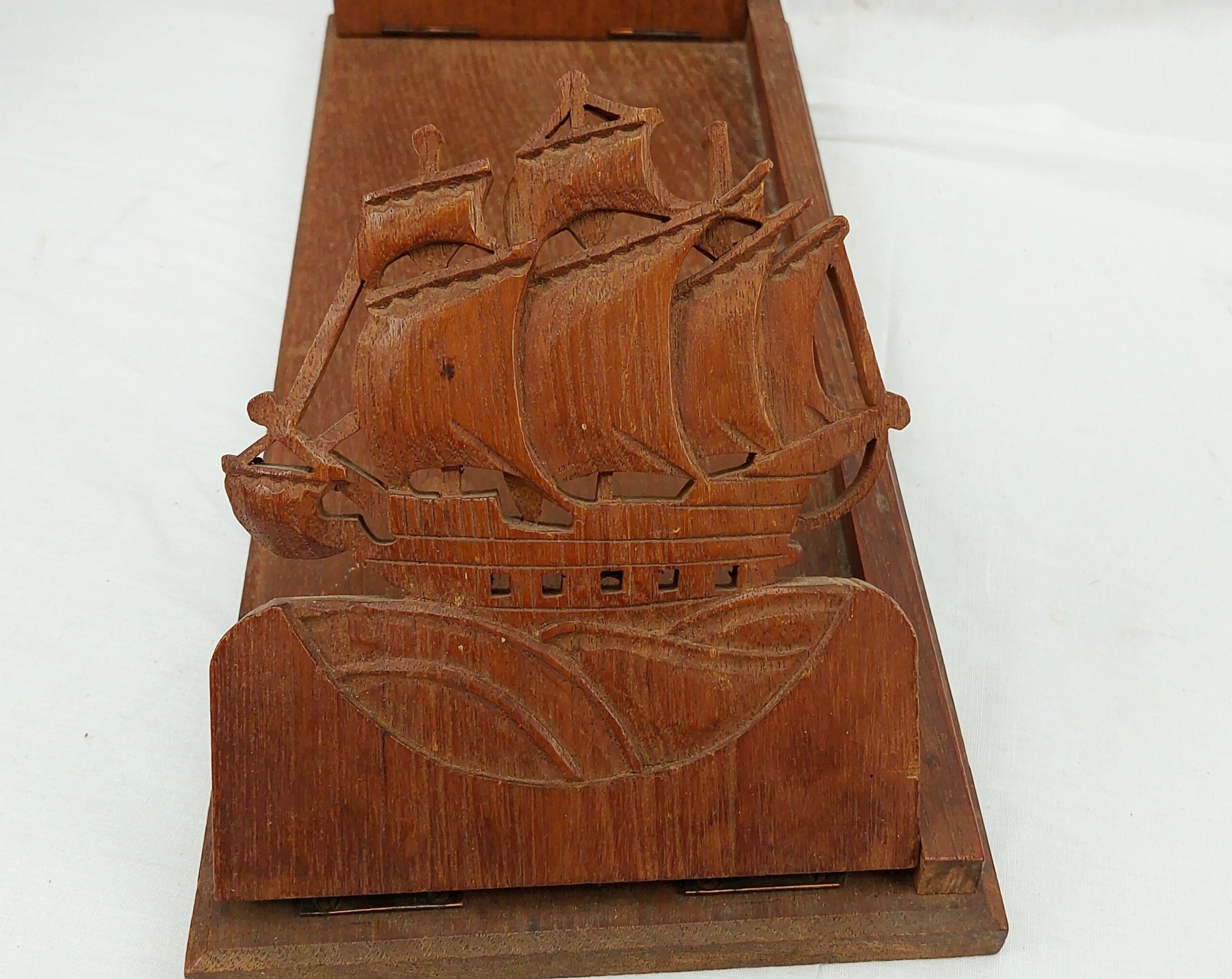 Folding Bookshelf Made From The Teak Of HMS Ganges - Image 4