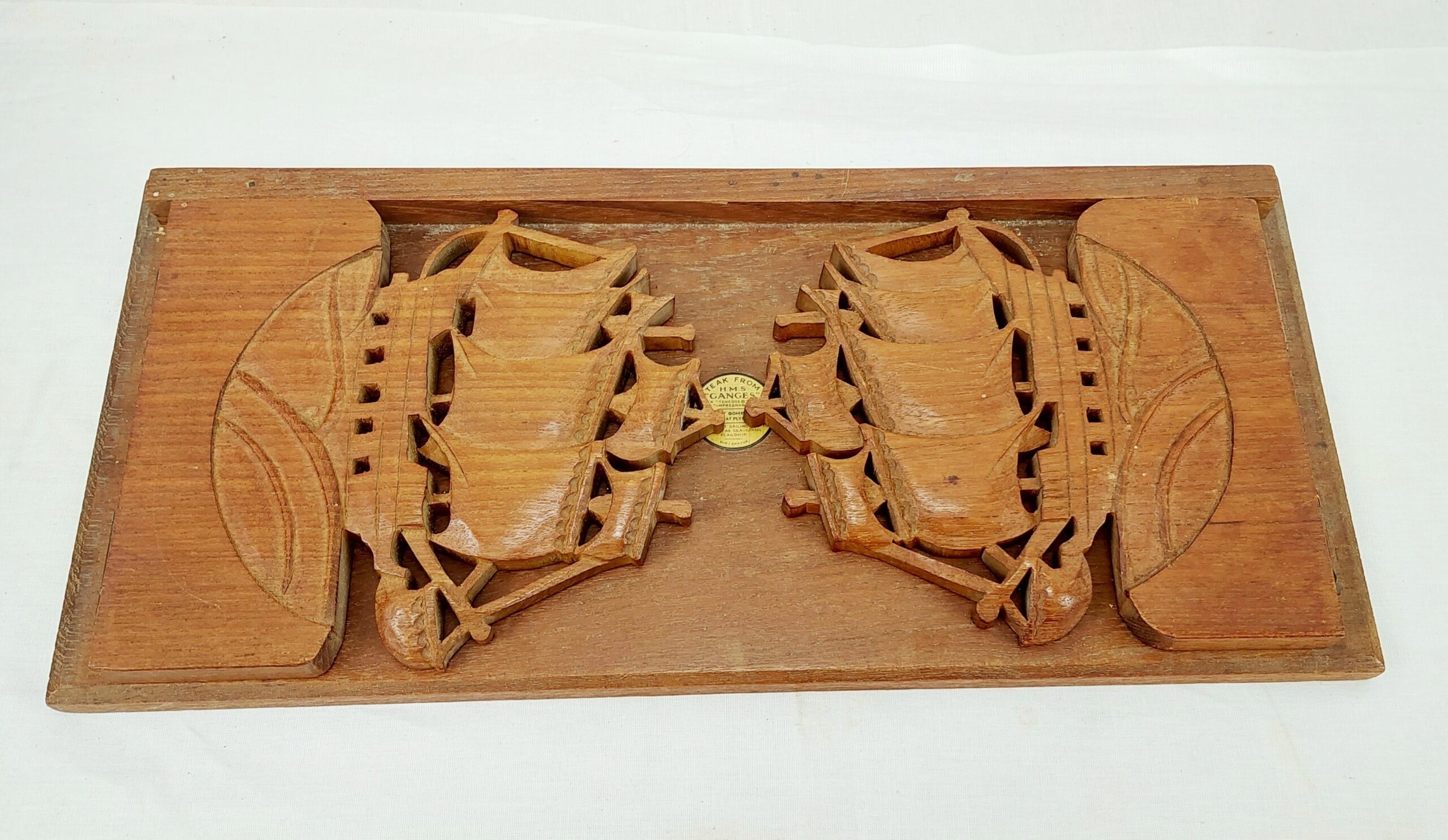 Folding Bookshelf Made From The Teak Of HMS Ganges - Image 3