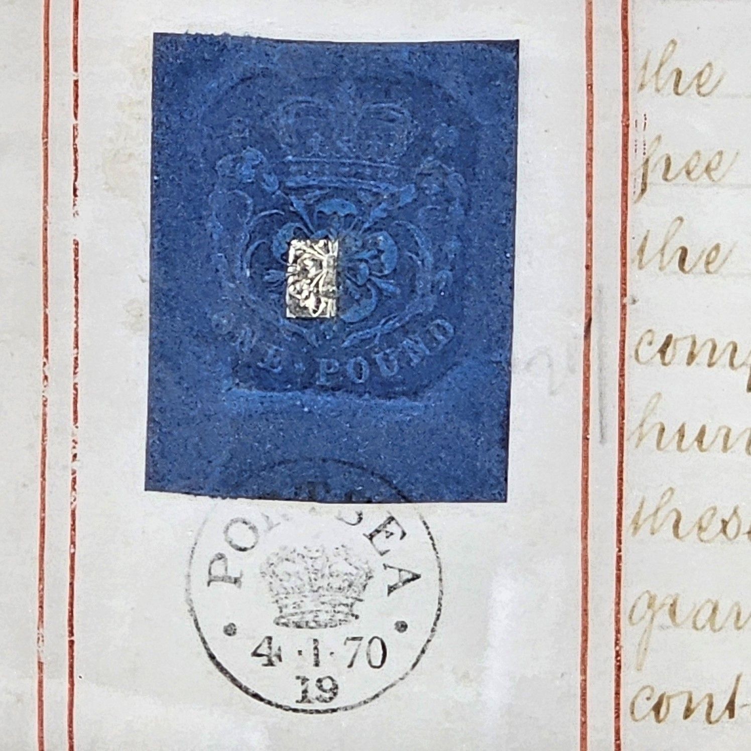 Framed Large 1870 Dated Portsea Portsmouth Indenture - Image 9