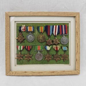 Framed Display Of WW1 And WW2 Campaign Medals