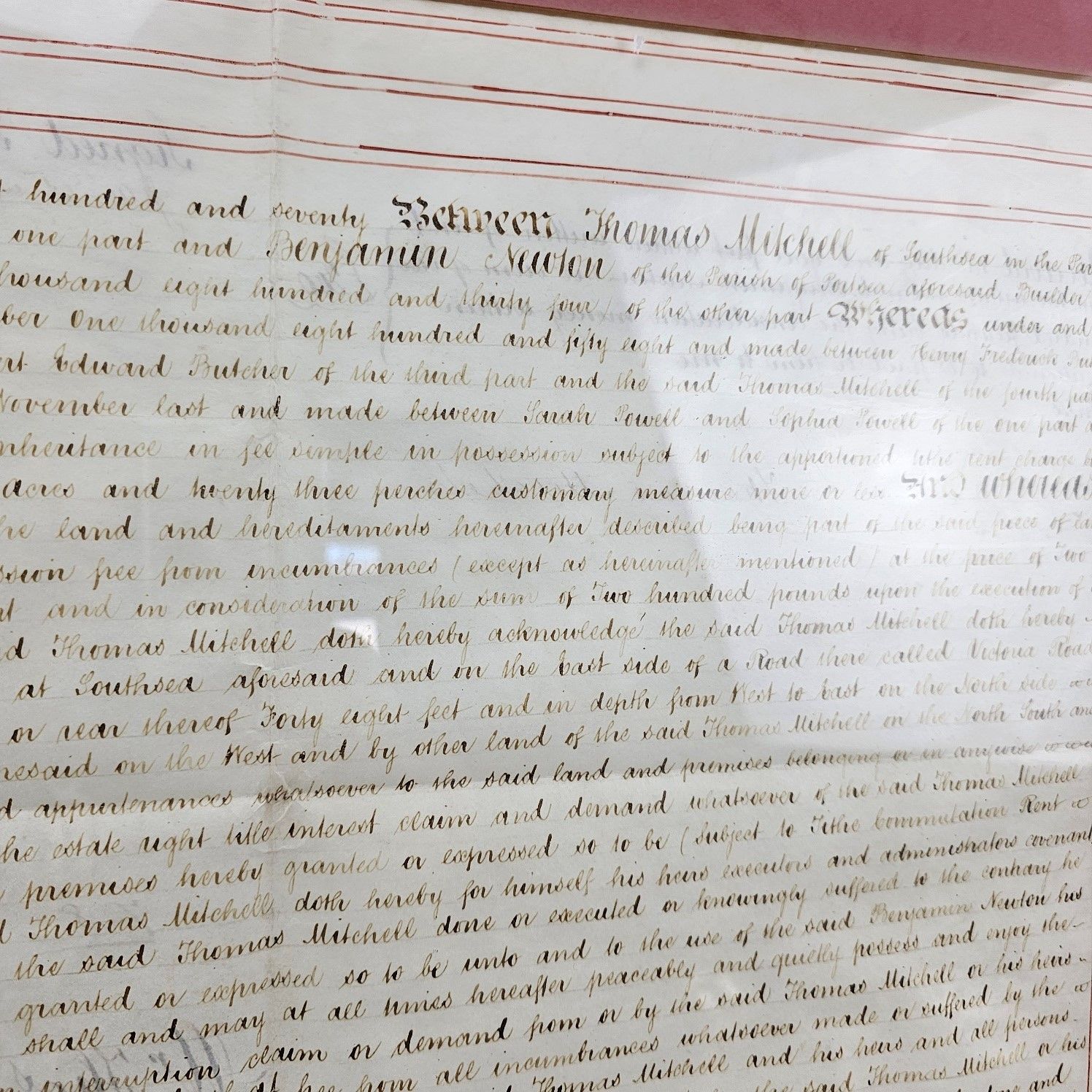 Framed Large 1870 Dated Portsea Portsmouth Indenture - Image 6