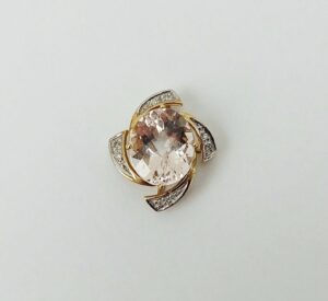 9ct Gold Quartz & Diamond Pendant