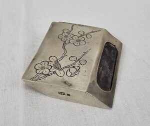 Large Unhallmarked Silver Vesta Case With Engraved Flowers