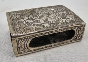 Large Unhallmarked White Metal Silver Matchbox Cover