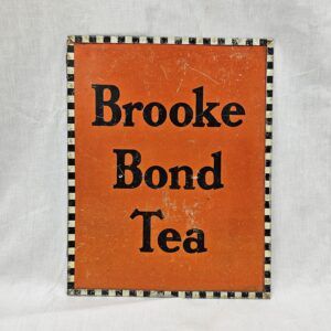 Vintage Brooke Bond Tea Slot In Double Sided Enamel Advertising Sign