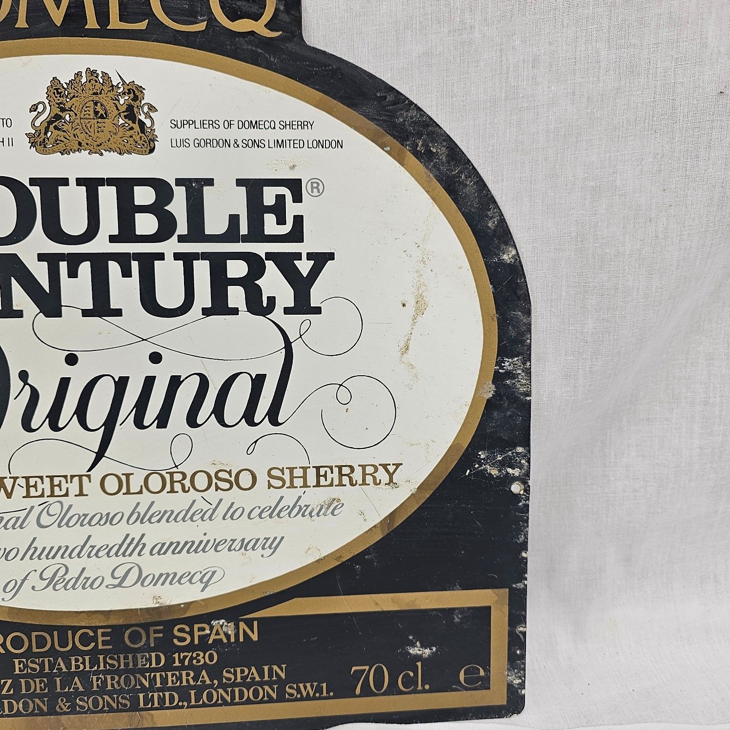 Vintage Double Century Sherry Enamel Advertising Sign - Image 5