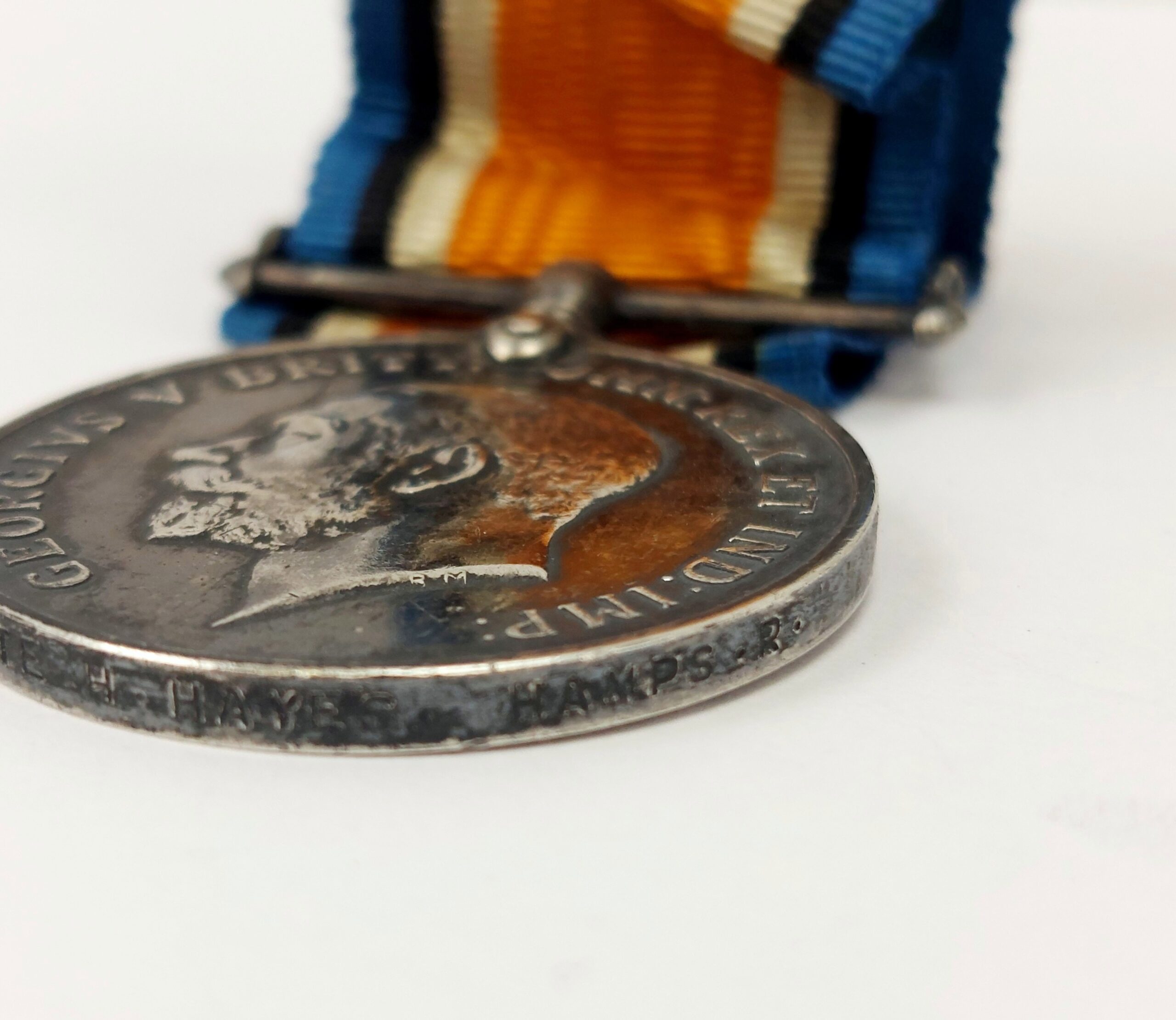 WW1 Hampshire Regiment Pte. H. Hayes Medal Pair & Silver War Service Medal - Image 9