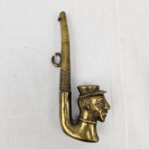c1900 Colonial Brass Smoking Pipe Of A European