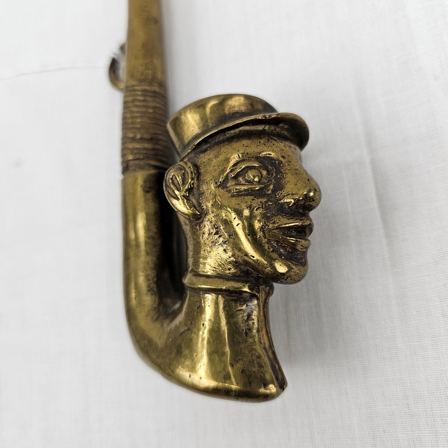 c1900 Colonial Brass Smoking Pipe Of A European - Image 5