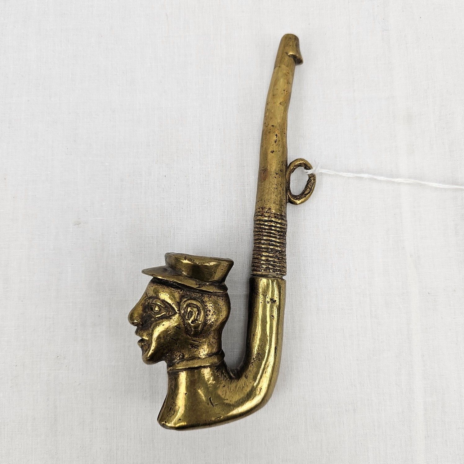 c1900 Colonial Brass Smoking Pipe Of A European - Image 2