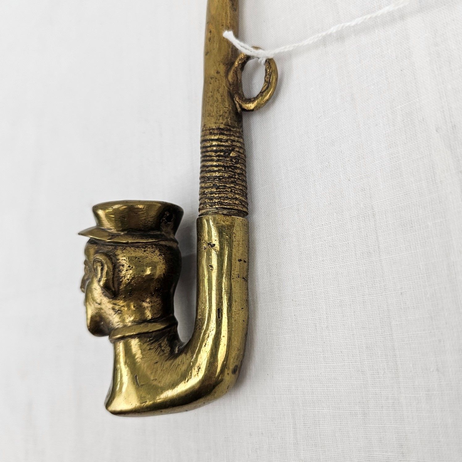 c1900 Colonial Brass Smoking Pipe Of A European - Image 4