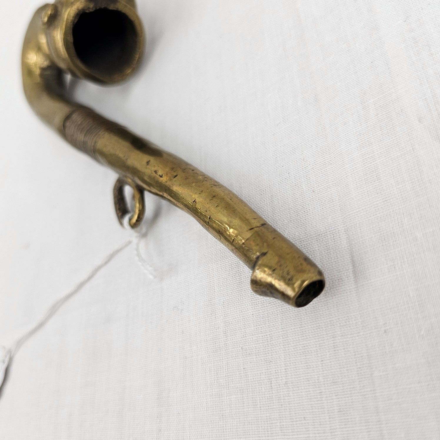 c1900 Colonial Brass Smoking Pipe Of A European - Image 3