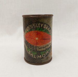 c1920s Parsley Brand Salmon Money Box Advertising Tin
