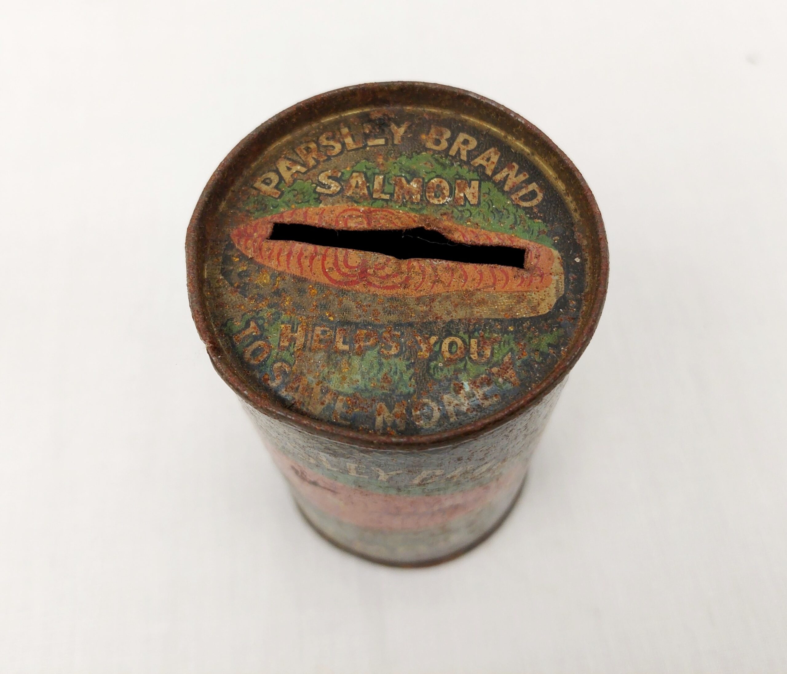 c1920s Parsley Brand Salmon Money Box Advertising Tin - Image 4