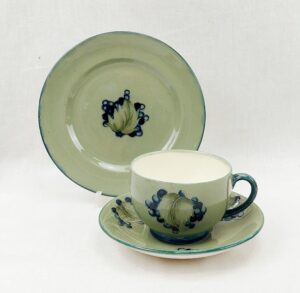1930s Moorcroft Leaf And Berries Pattern Cup & Saucer Trio