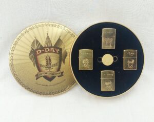 1994 Collectors Cased Tin Of 4 D-Day 50th Anniversary Zippo Lighters