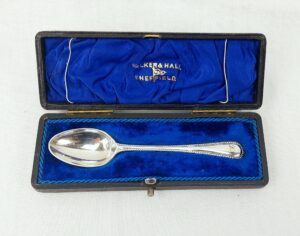 Cased Sterling Silver Christening Spoon Sheffield 1904 Walker And Hall