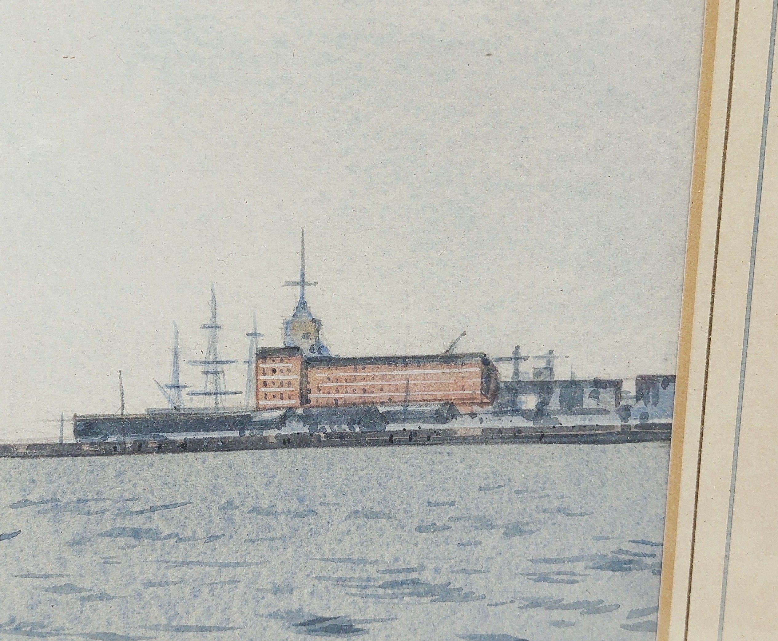 Framed Watercolour Of HMS Londonderry F108 In Portsmouth Harbour By Walter Shaw - Image 7