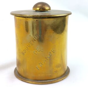 German, WW1, Dated 1916, Trench Art, St 222 Polte Magdeburg Artillery Shell Tobacco Jar, marked "Souvenir de France"