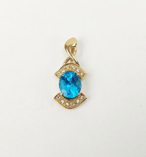 9ct Gold Blue & White Topaz Pendant