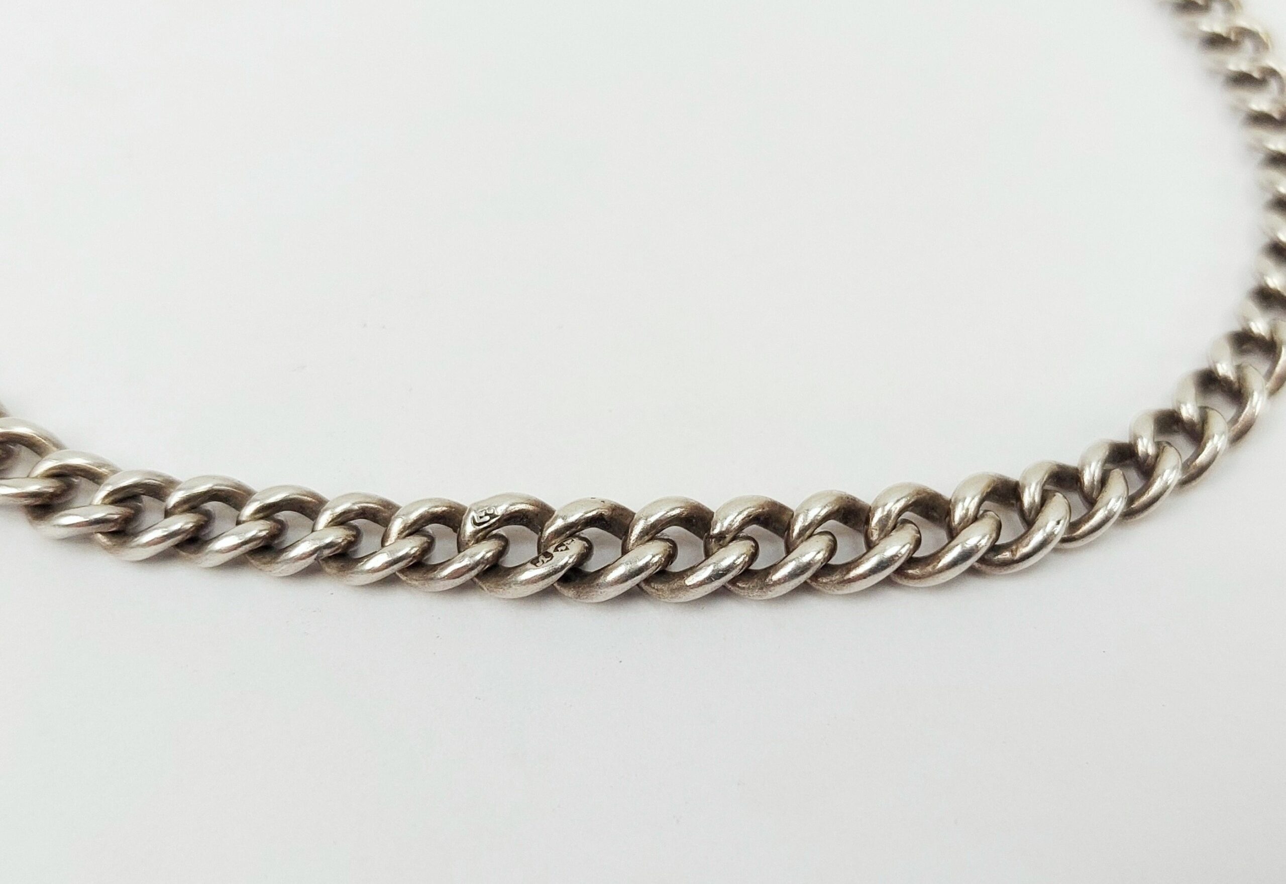 Ladies Sterling Silver Albert Watch Chain With Graduated Links - Image 6