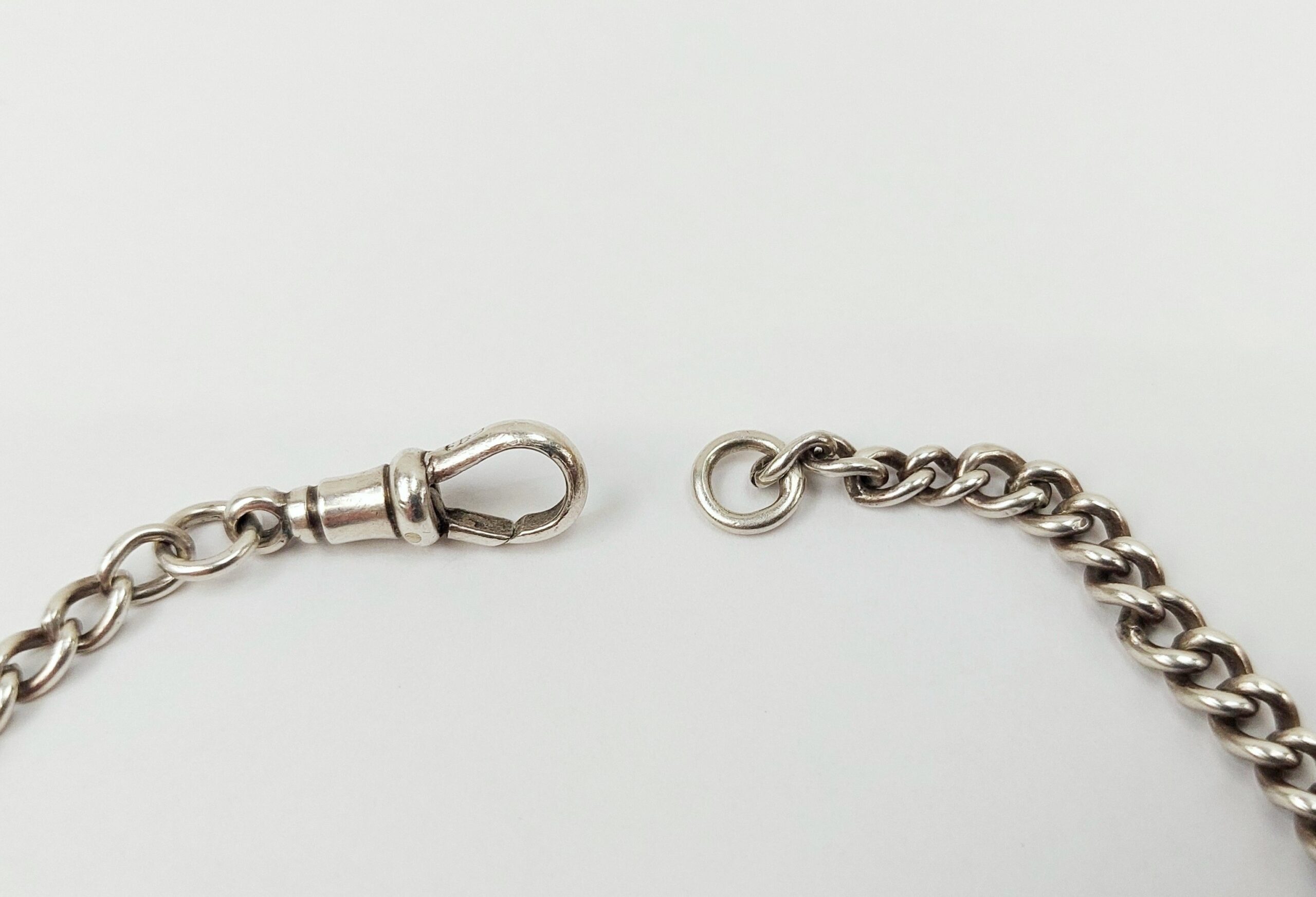 Ladies Sterling Silver Albert Watch Chain With Graduated Links - Image 5