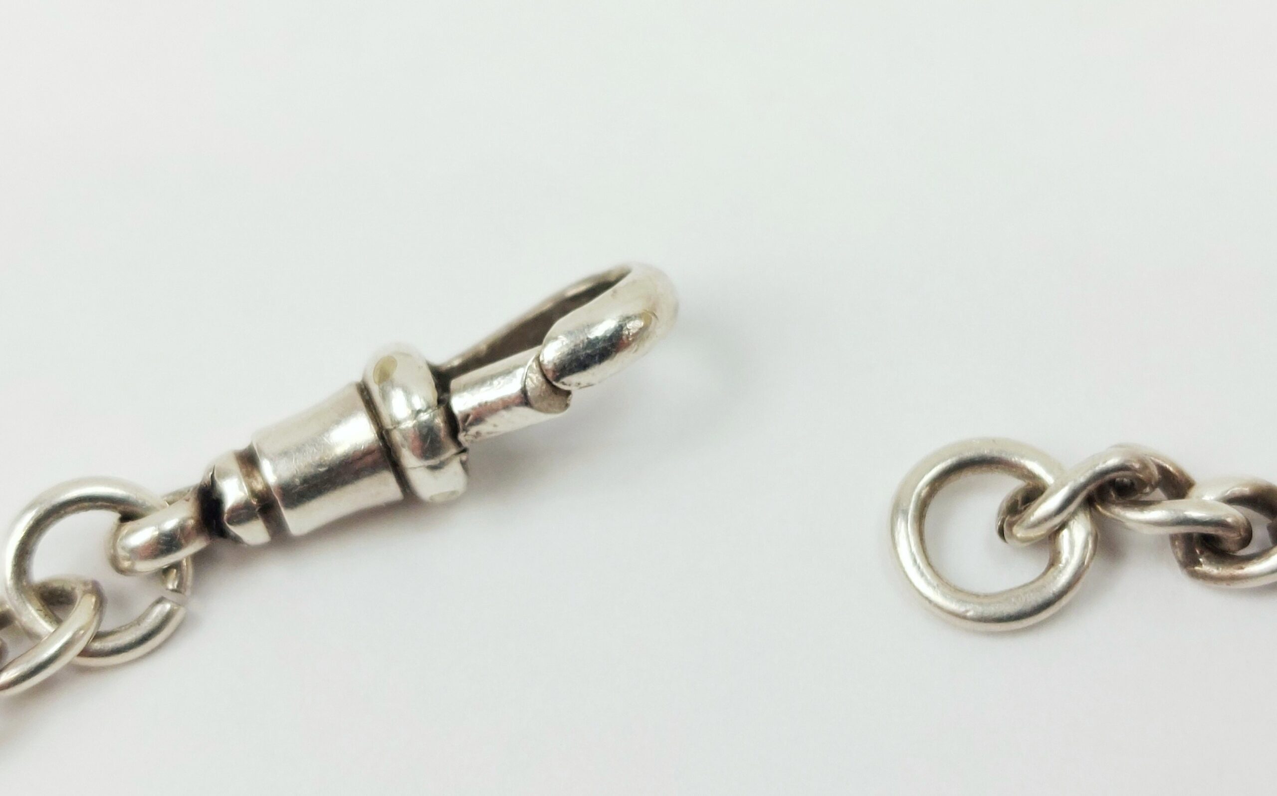 Ladies Sterling Silver Albert Watch Chain With Graduated Links - Image 4