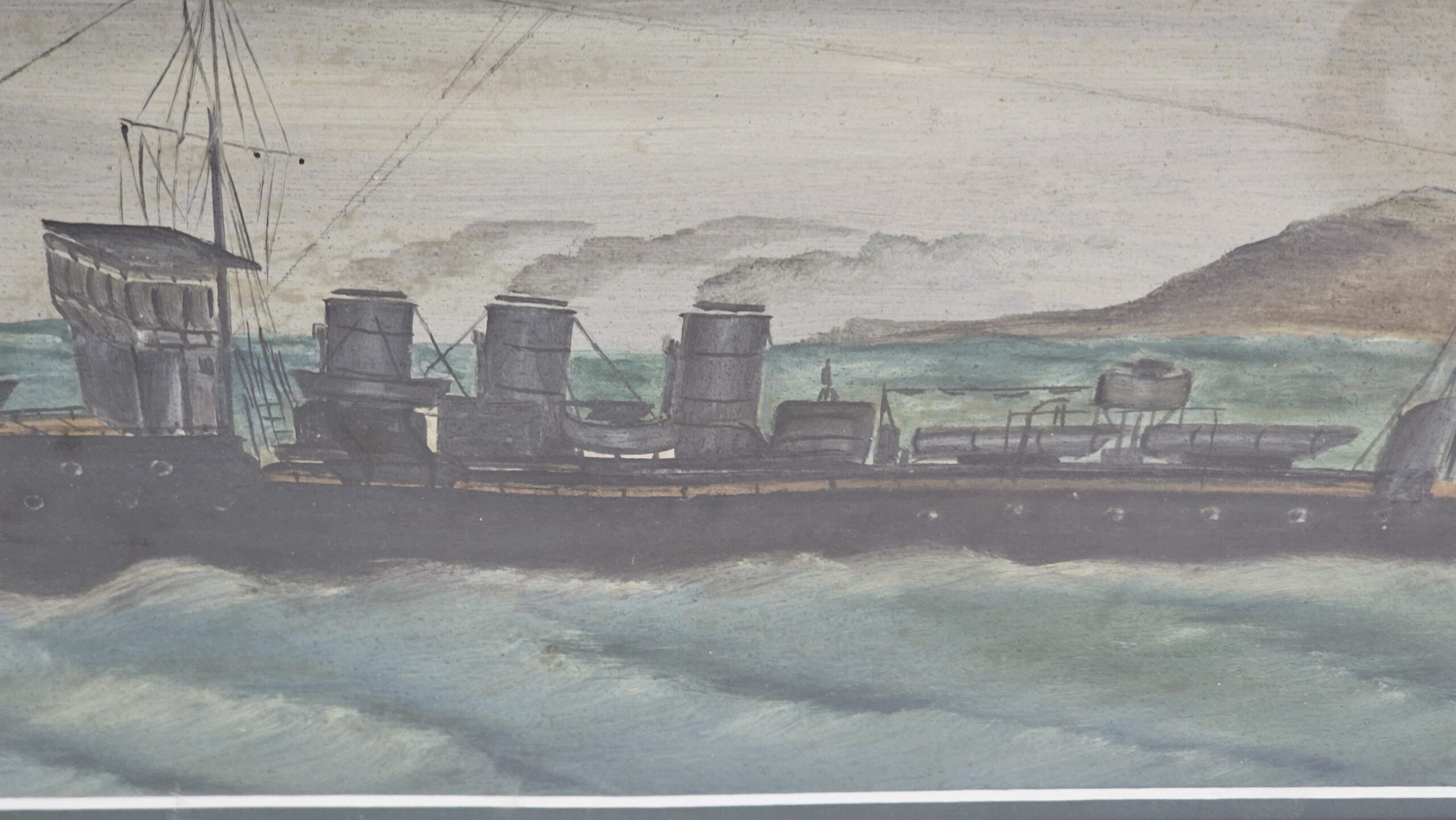 Naive Oil of Torpedo Boat Destroyer c. 1910 - Image 4