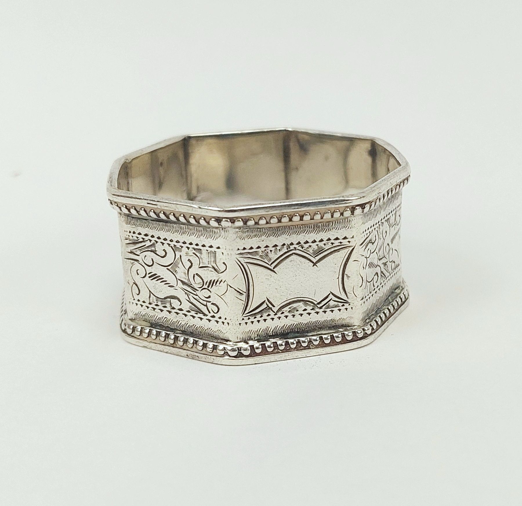 Octagonal Birmingham 1902 Sterling Silver Napkin Ring - Image 2