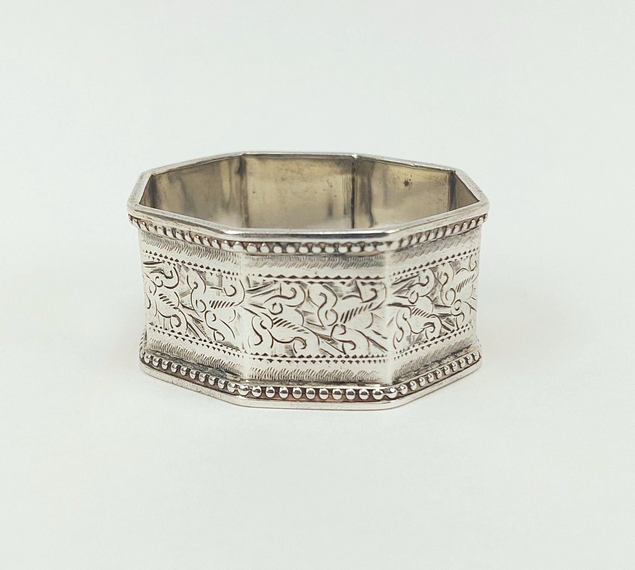 Octagonal Birmingham 1902 Sterling Silver Napkin Ring - Image 3