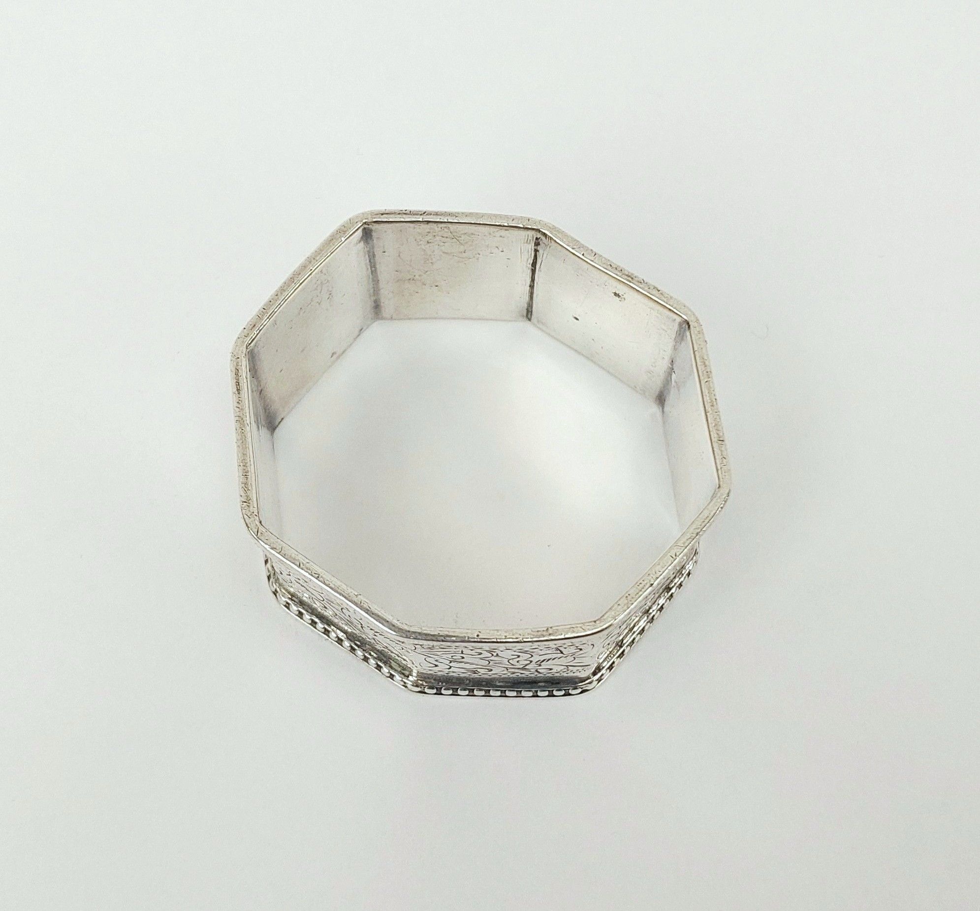 Octagonal Birmingham 1902 Sterling Silver Napkin Ring - Image 4