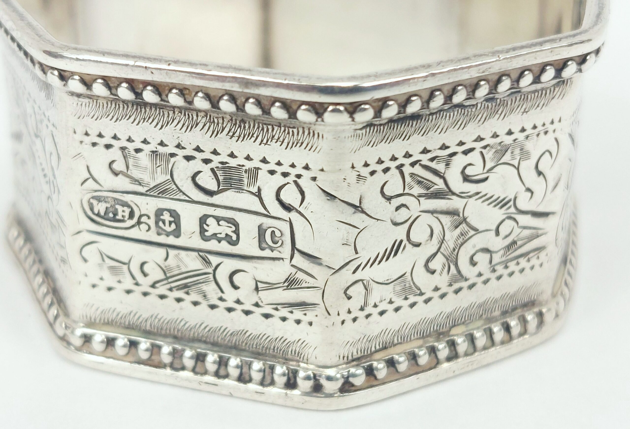 Octagonal Birmingham 1902 Sterling Silver Napkin Ring - Image 5