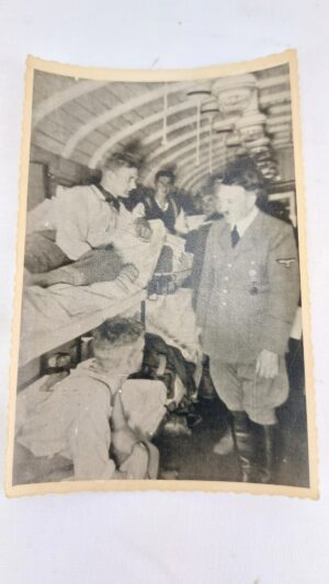 WW2, Period Photograph, Adolf Hitler talking to wounded German soldiers on hospital train Poland, 1939