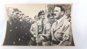 WW2, Period Photograph, Adolf Hitler with Robert Ley, greeting young Nazi Labour Movement members 1935