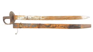 RARE: British, Number 3 Lead Cutter Sword and Leather Scabbard by Wilkinson