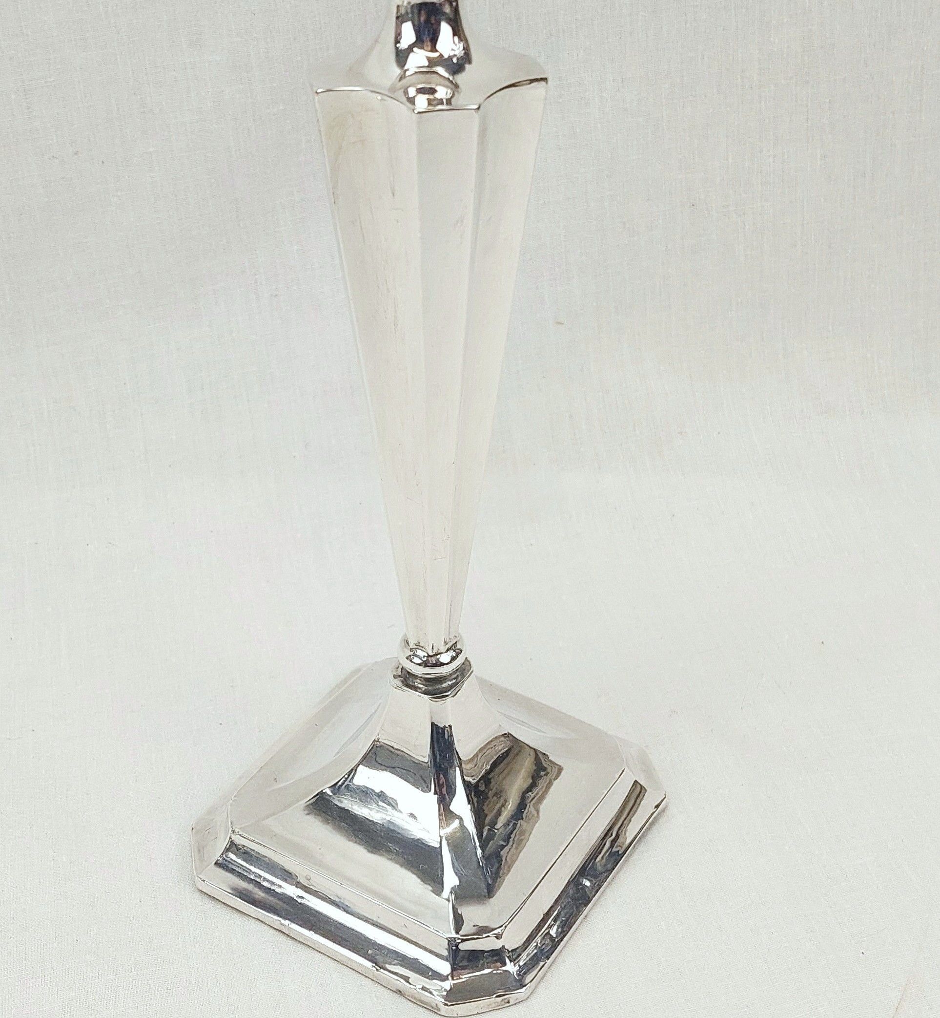 Tall Chester 1917 George V Sterling Silver Candlestick - Image 2