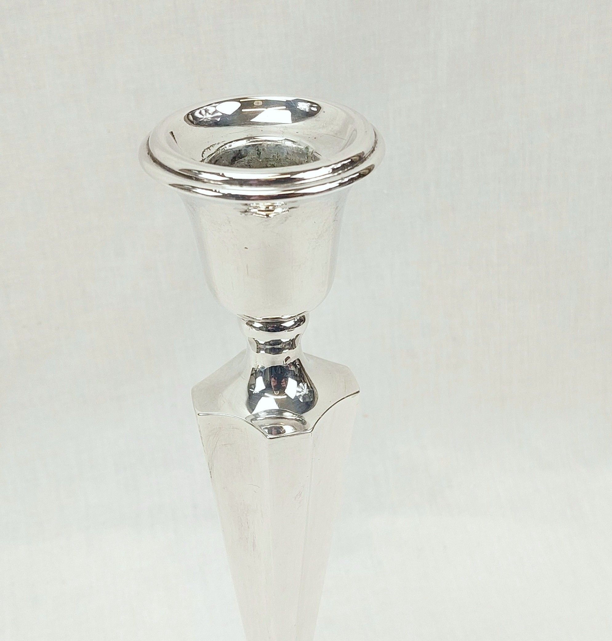 Tall Chester 1917 George V Sterling Silver Candlestick - Image 6